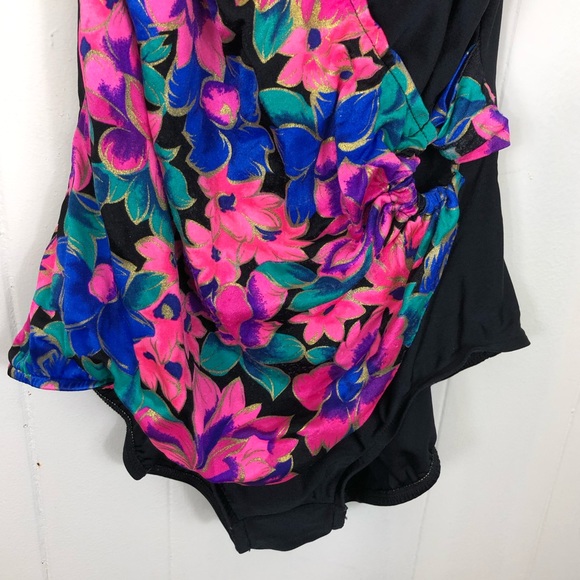 Vintage 80s Jantzen Floral One Piece Swimsuit Sz S - Picture 5 of 11